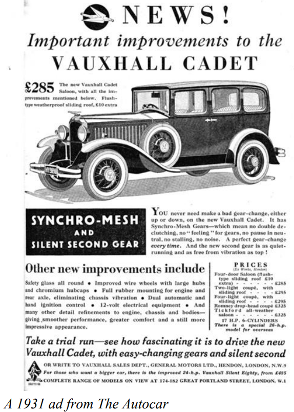 1931 VX Vauxhall Cadet